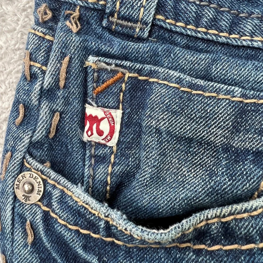 MEK Denim Cody Straight Leg Jeans Size 40 Blue Mens Embroidered Y2K Rugged Style
